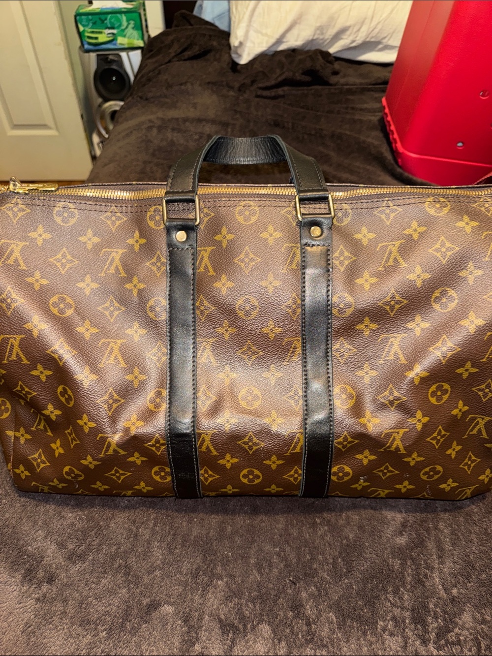 Louis Vuitton Brown and Black Monogram Duffel Bag
